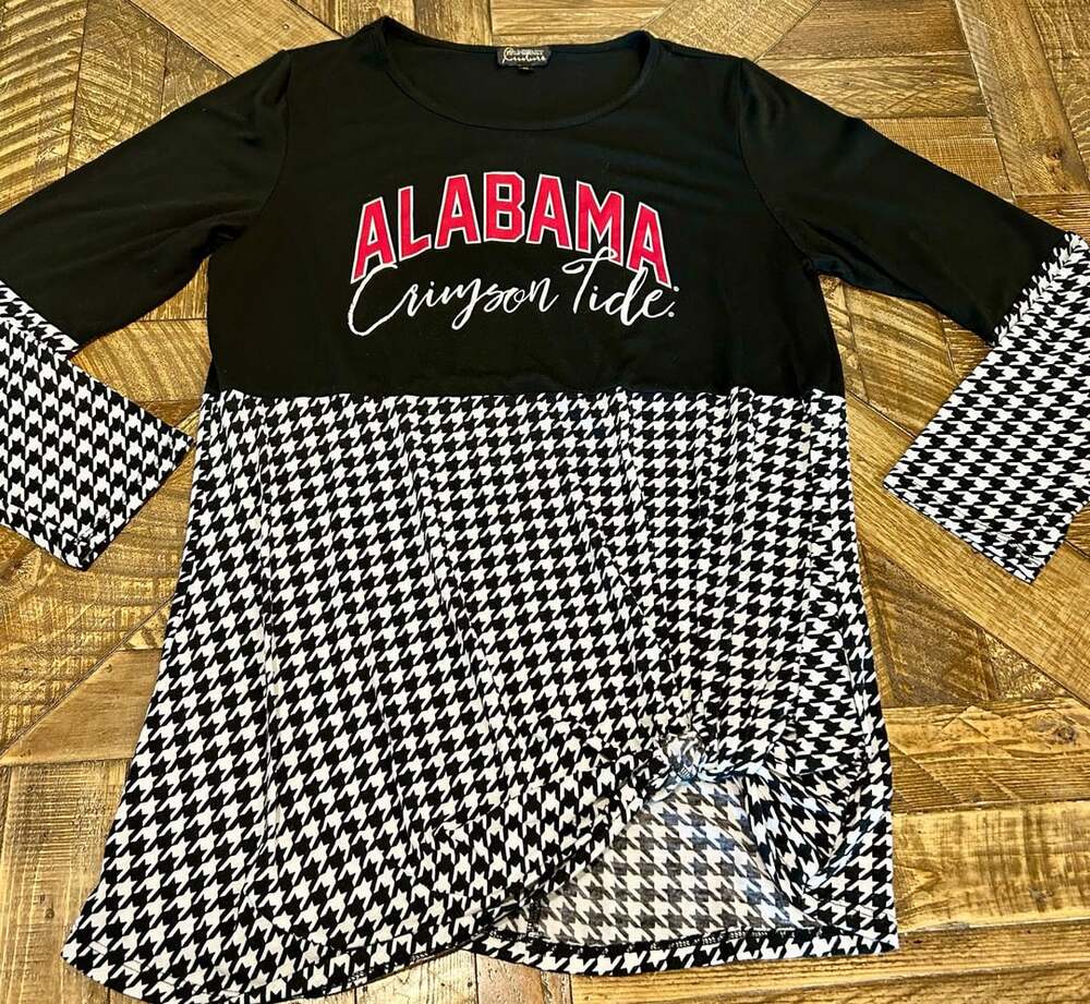 Gameday Couture Alabama Crimson Tide Size L Black Houndstooth Top